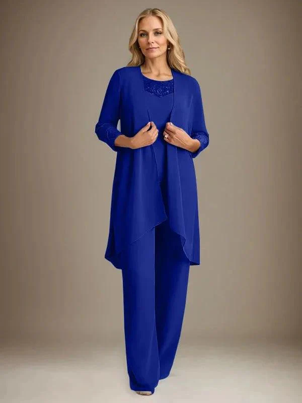 Chiffon Scoop Long Sleeves Mother Of The Bride Pantsuits With Jacket - Image 39