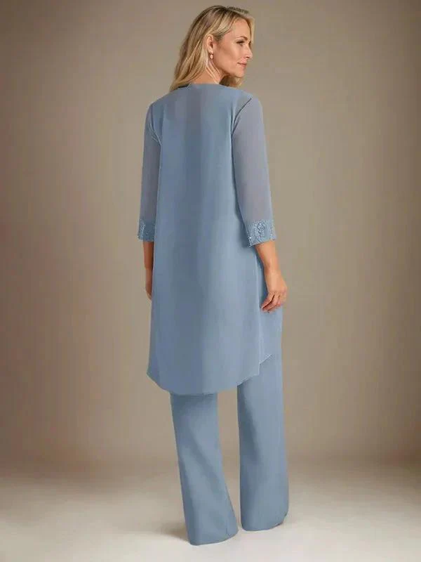 Chiffon Scoop Long Sleeves Mother Of The Bride Pantsuits With Jacket - Image 4