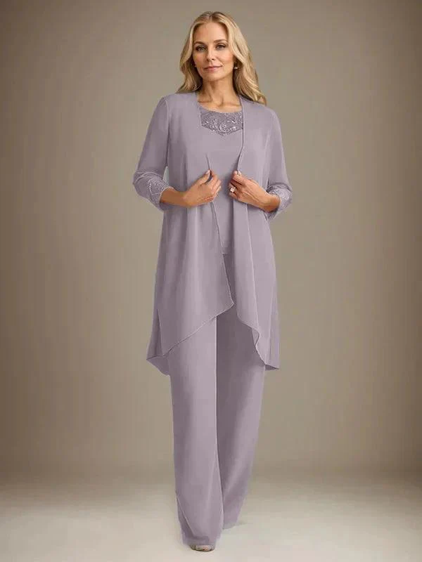 Chiffon Scoop Long Sleeves Mother Of The Bride Pantsuits With Jacket - Image 47
