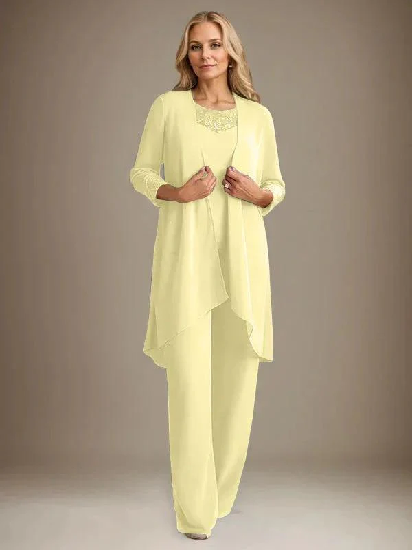 Chiffon Scoop Long Sleeves Mother Of The Bride Pantsuits With Jacket - Image 48