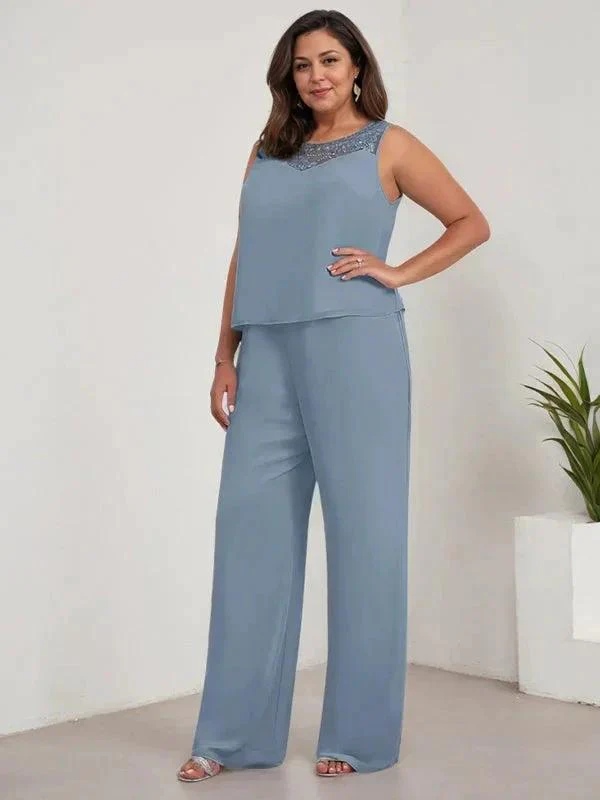 Chiffon Scoop Long Sleeves Mother Of The Bride Pantsuits With Jacket - Image 5