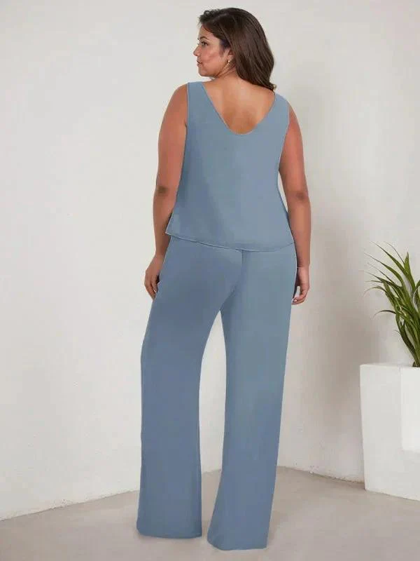 Chiffon Scoop Long Sleeves Mother Of The Bride Pantsuits With Jacket - Image 6