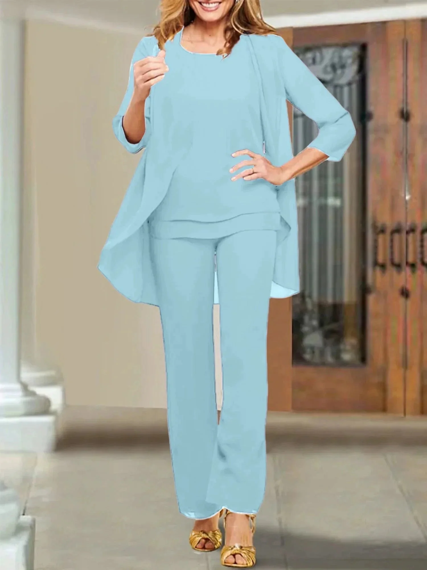 Chiffon Scoop Mother of the Bride Pantsuits - Image 112