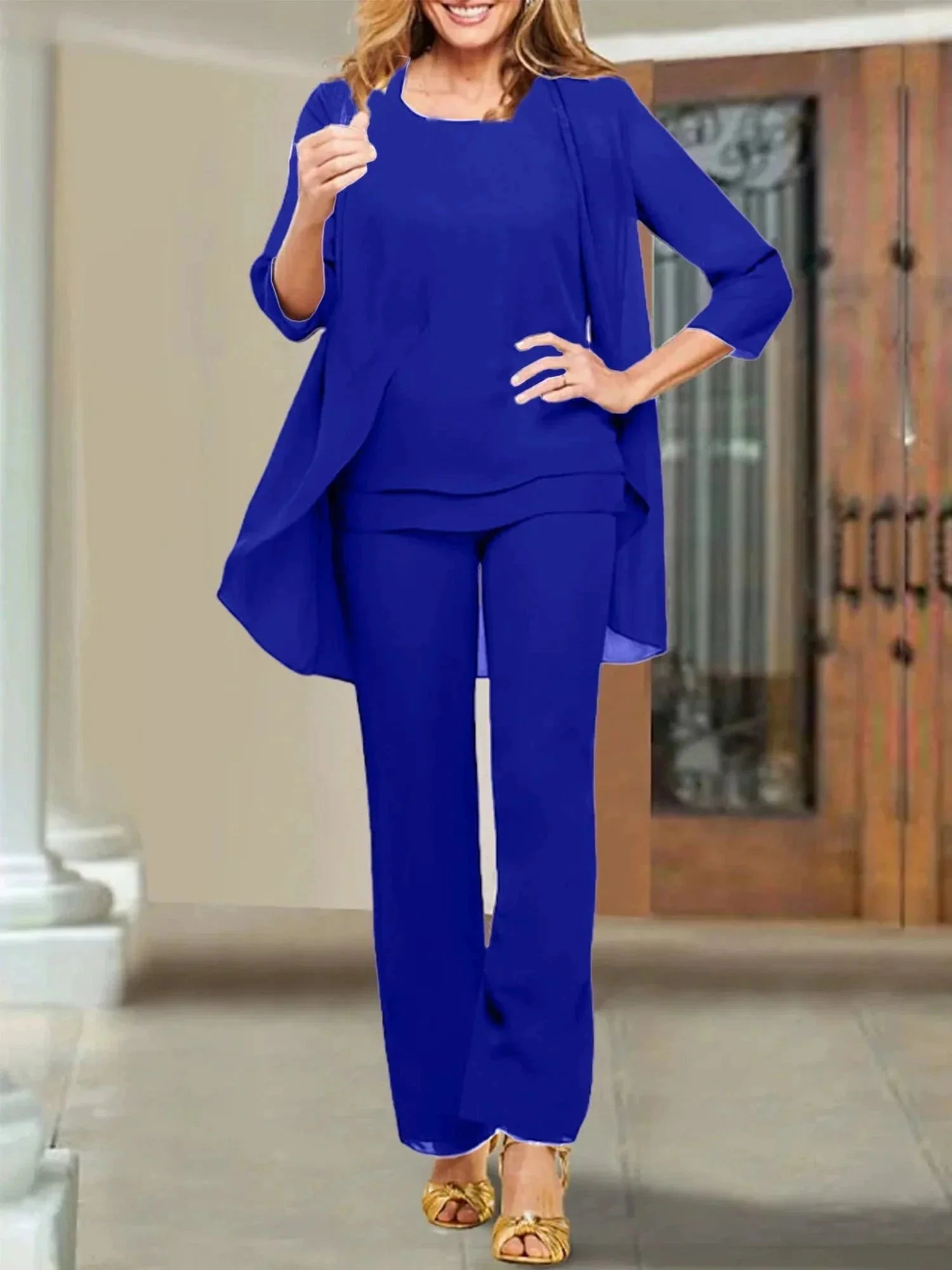 Chiffon Scoop Mother of the Bride Pantsuits - Image 118