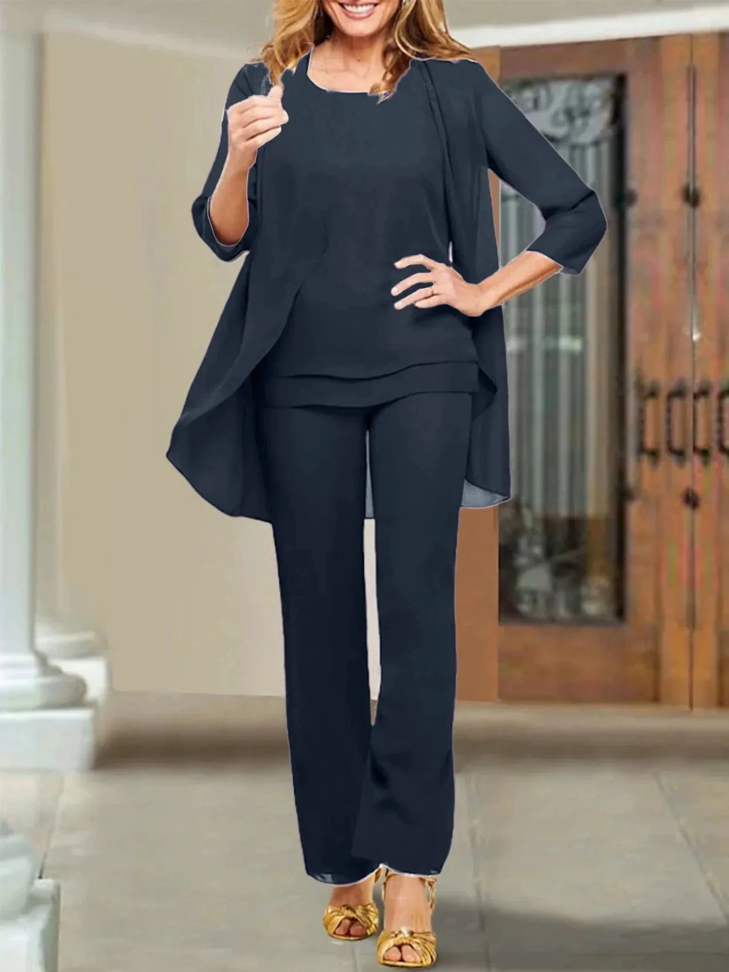 Chiffon Scoop Mother of the Bride Pantsuits - Image 122