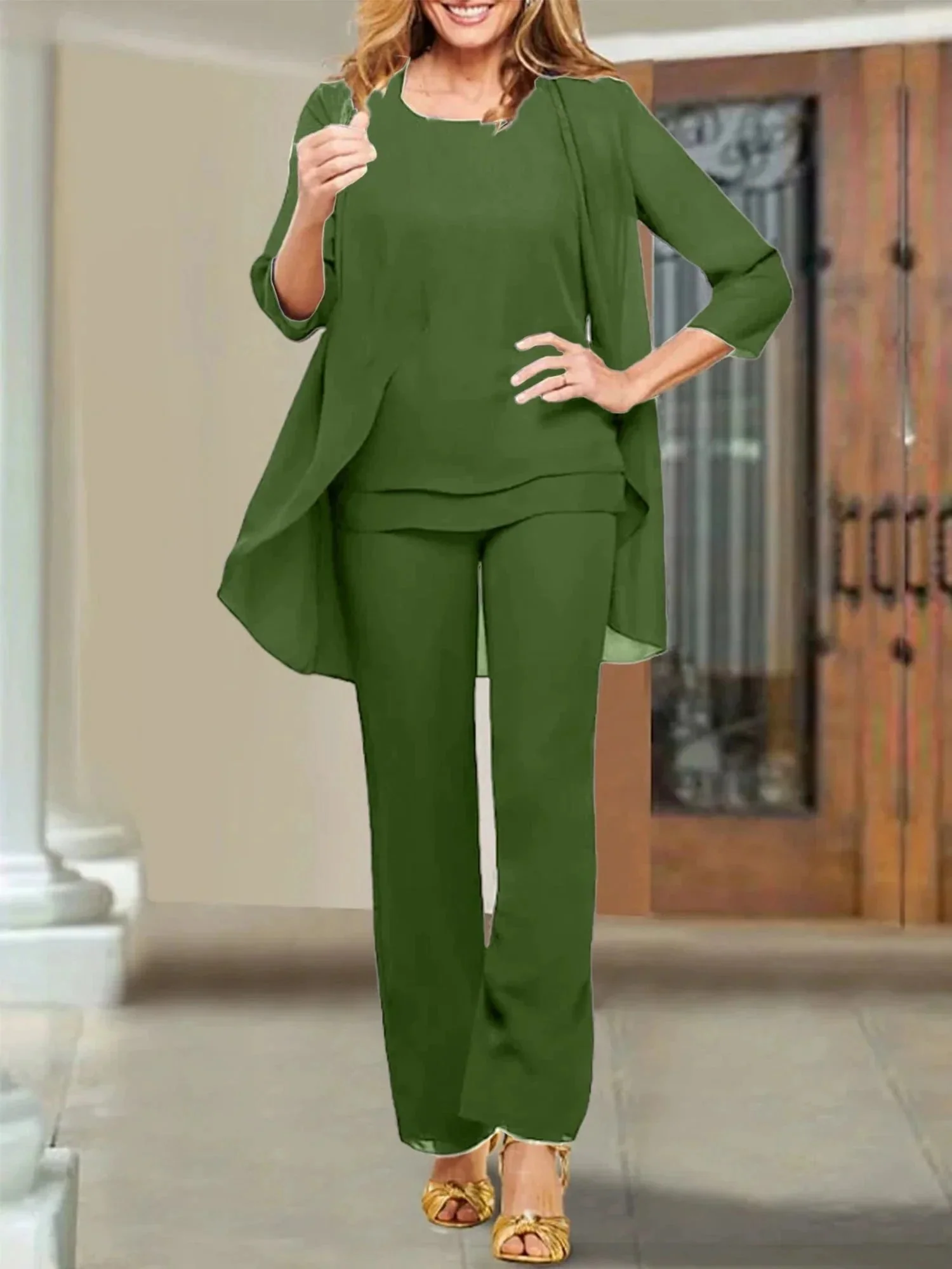 Chiffon Scoop Mother of the Bride Pantsuits - Image 128