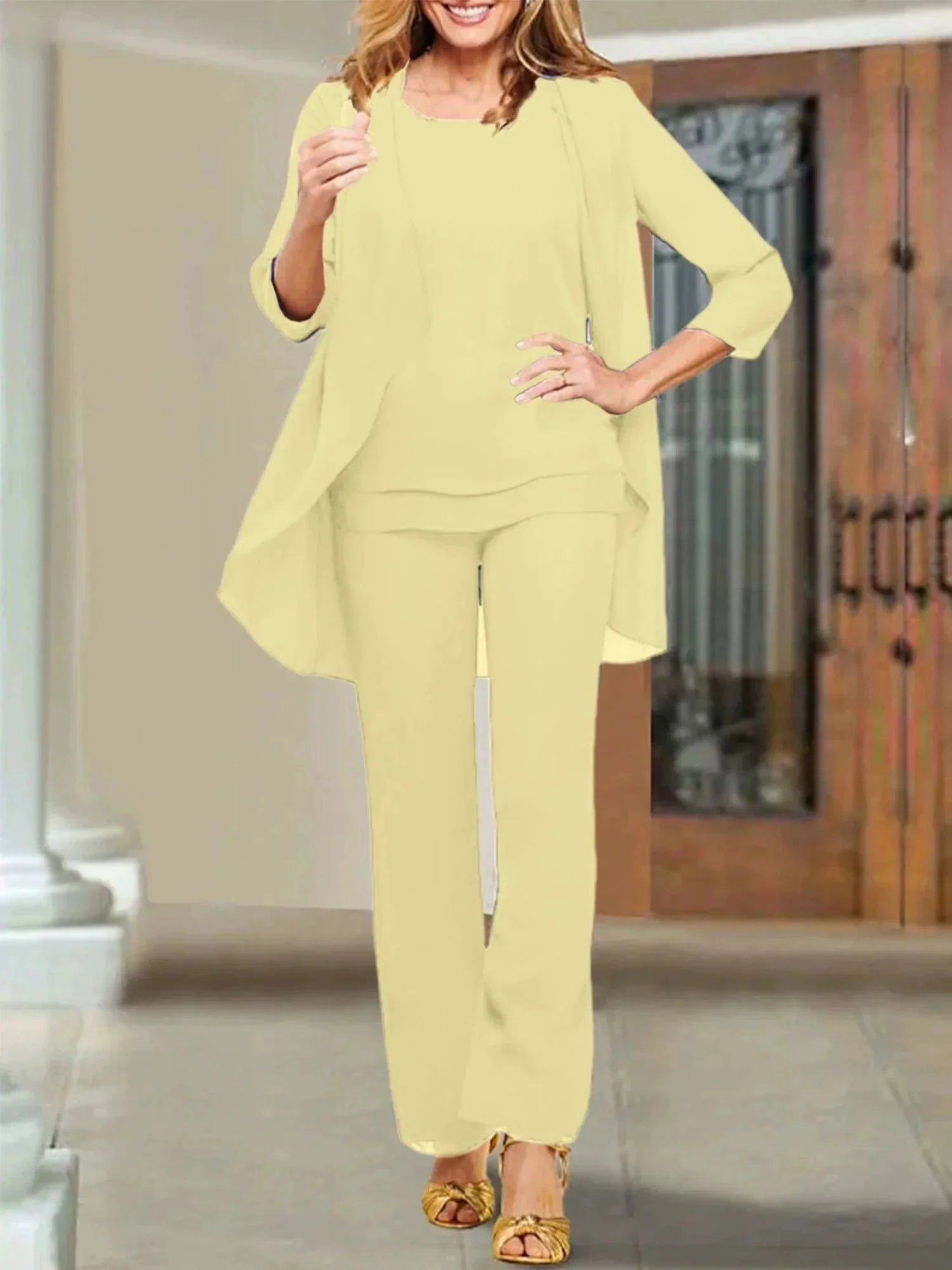 Chiffon Scoop Mother of the Bride Pantsuits - Image 132