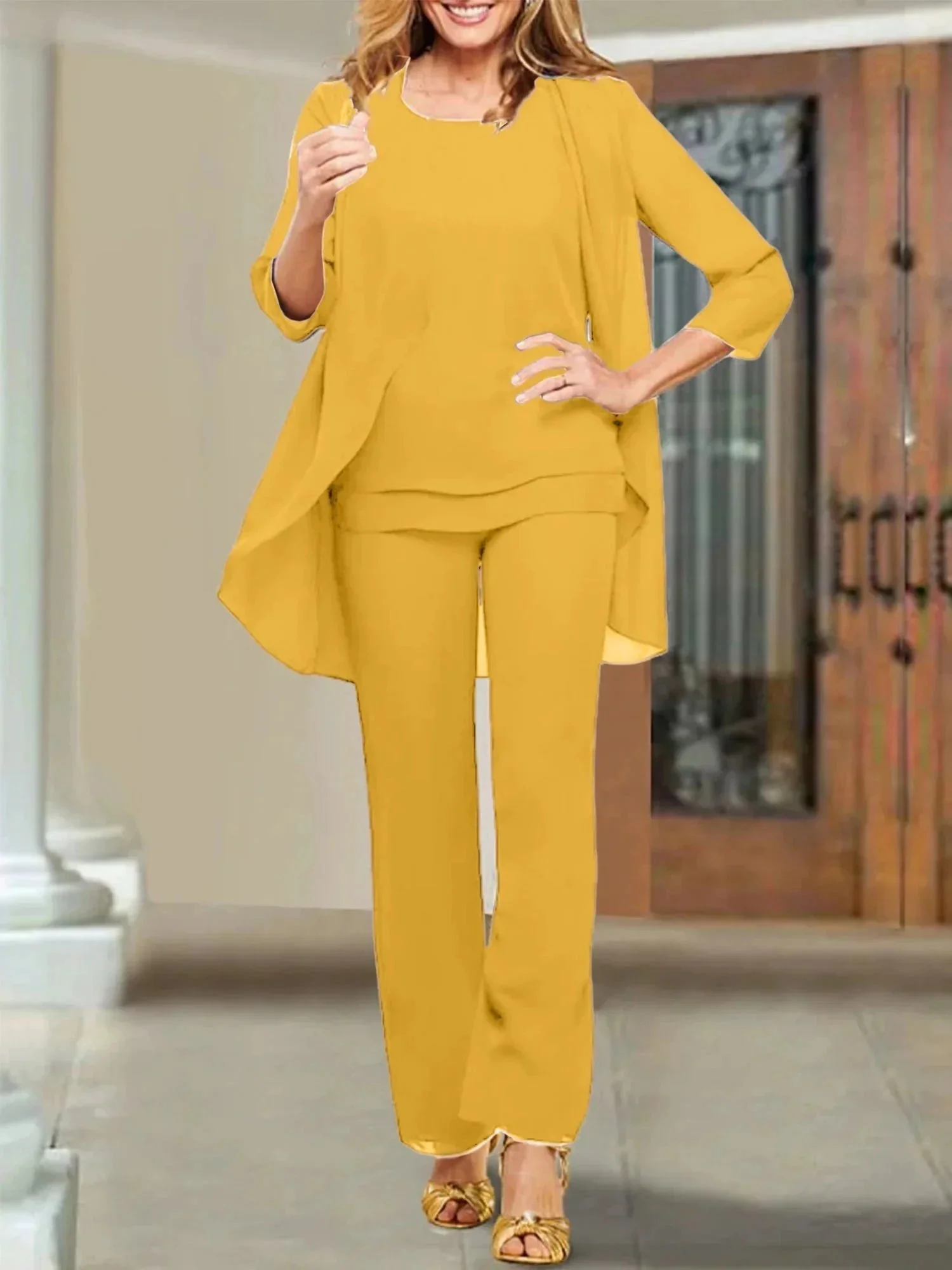 Chiffon Scoop Mother of the Bride Pantsuits - Image 133