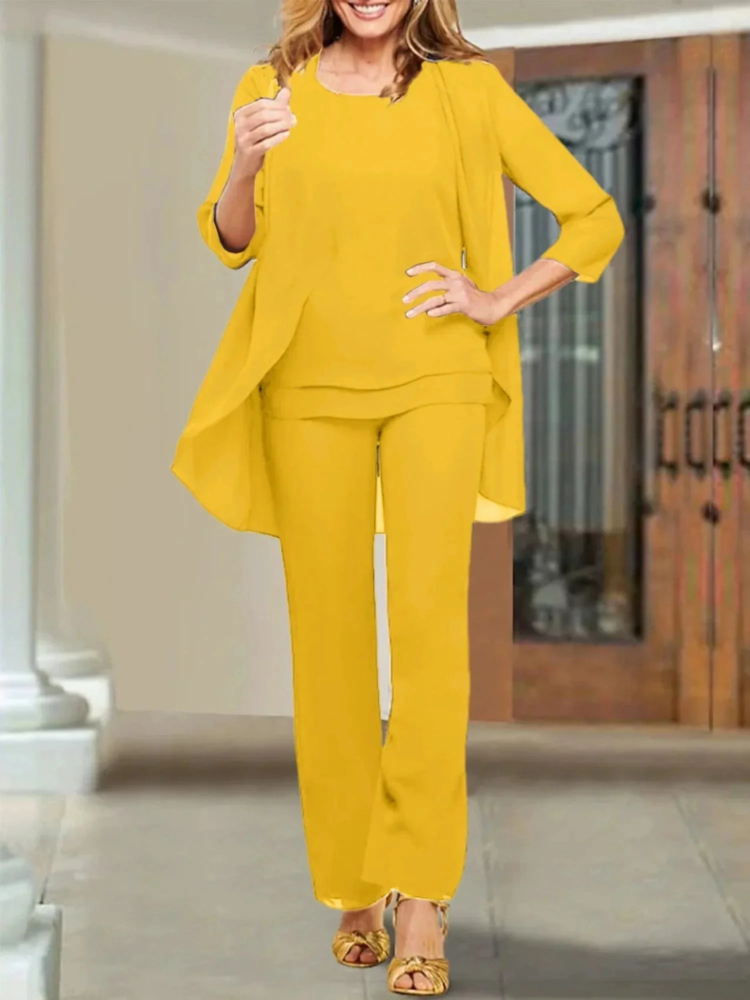 Chiffon Scoop Mother of the Bride Pantsuits - Image 134