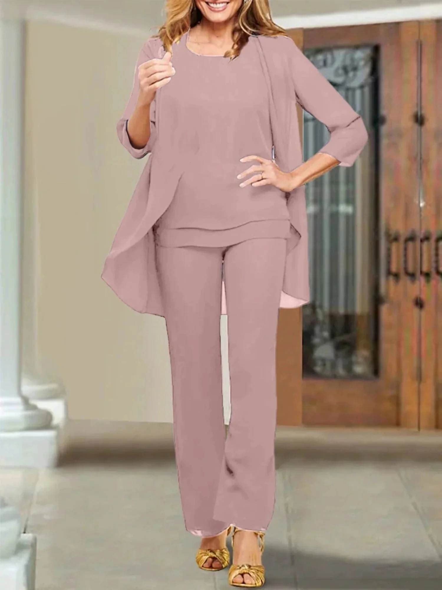 Chiffon Scoop Mother of the Bride Pantsuits - Image 14