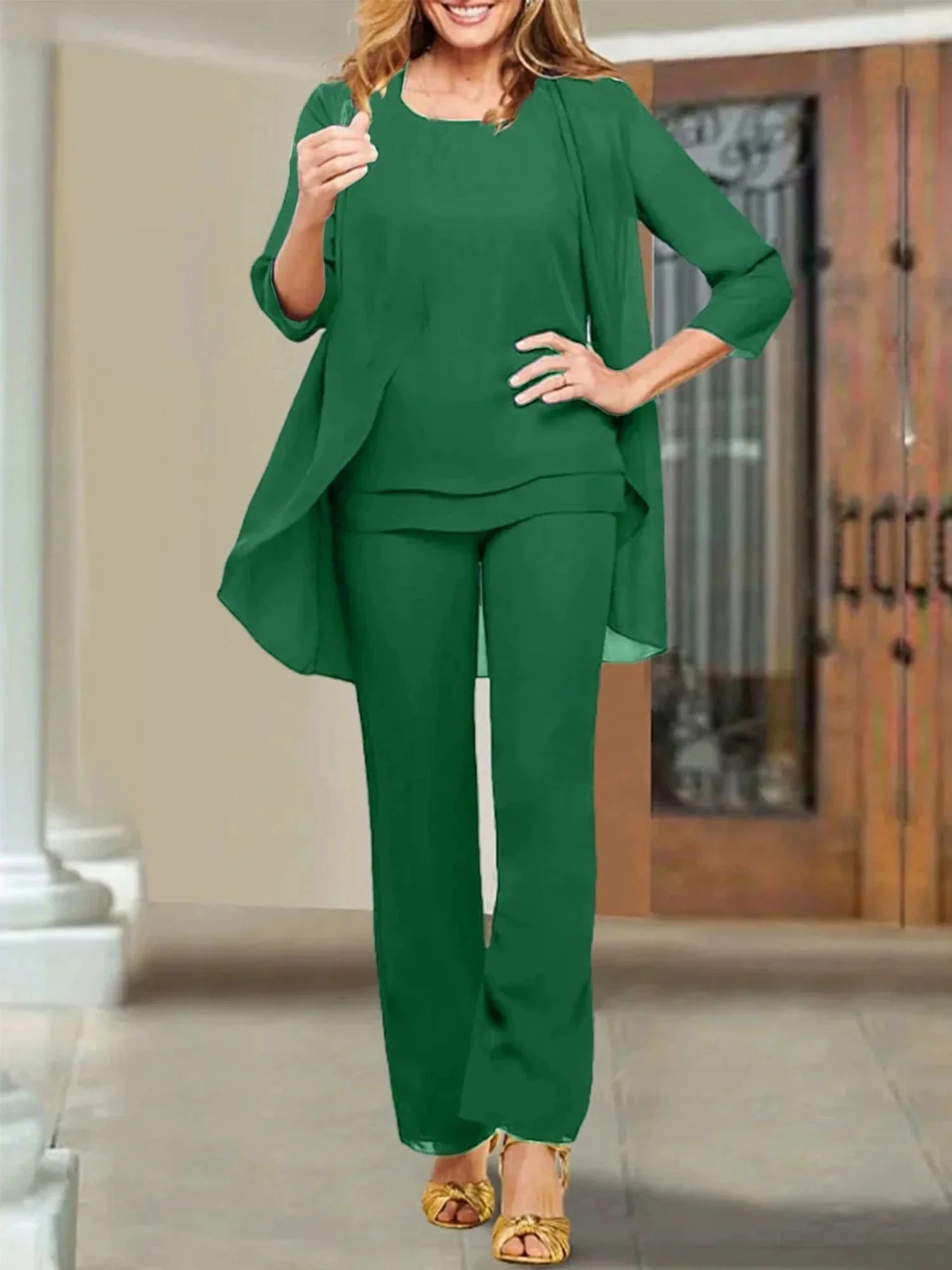 Chiffon Scoop Mother of the Bride Pantsuits - Image 18