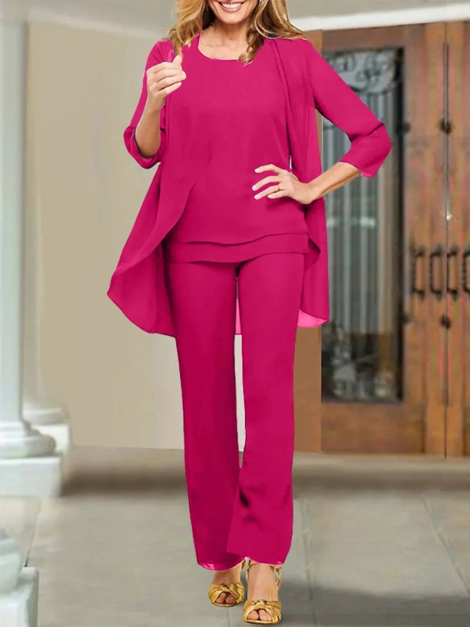 Chiffon Scoop Mother of the Bride Pantsuits - Image 20