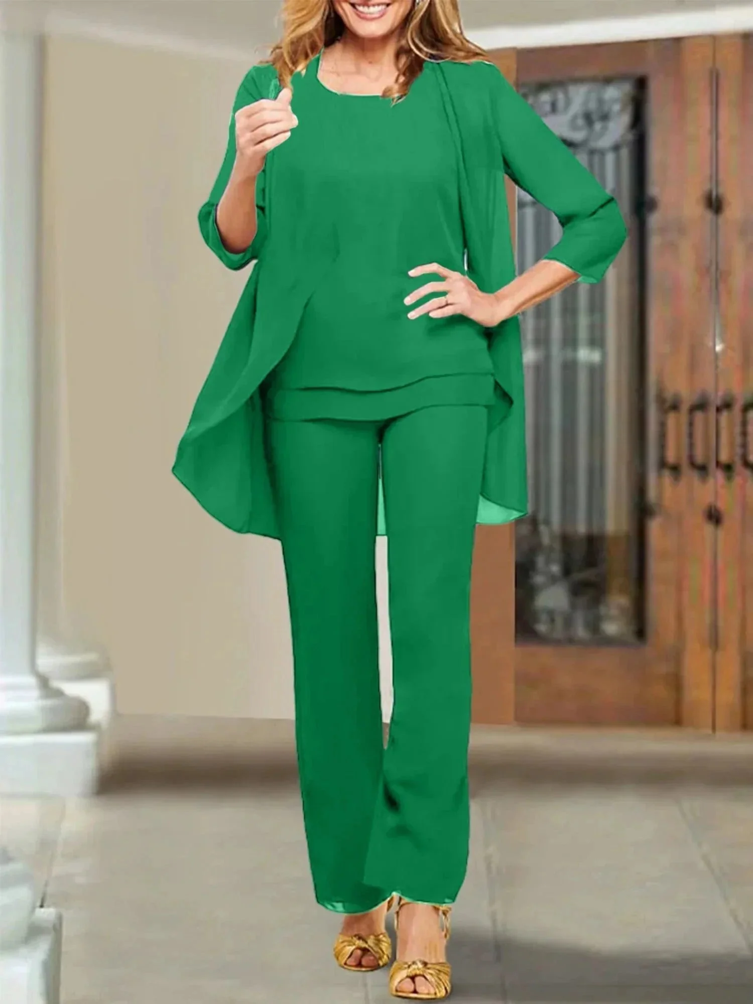 Chiffon Scoop Mother of the Bride Pantsuits - Image 25