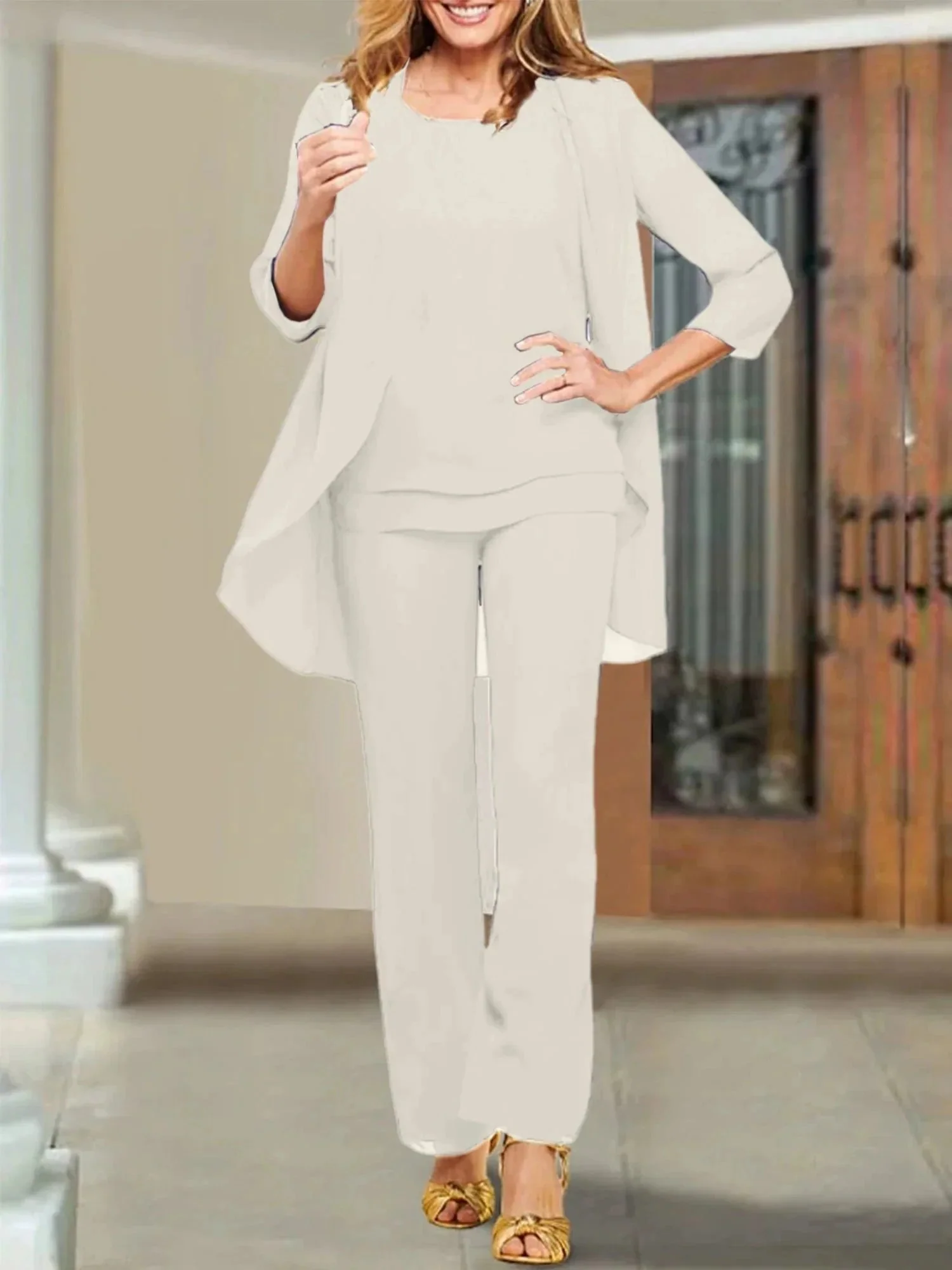 Chiffon Scoop Mother of the Bride Pantsuits - Image 27