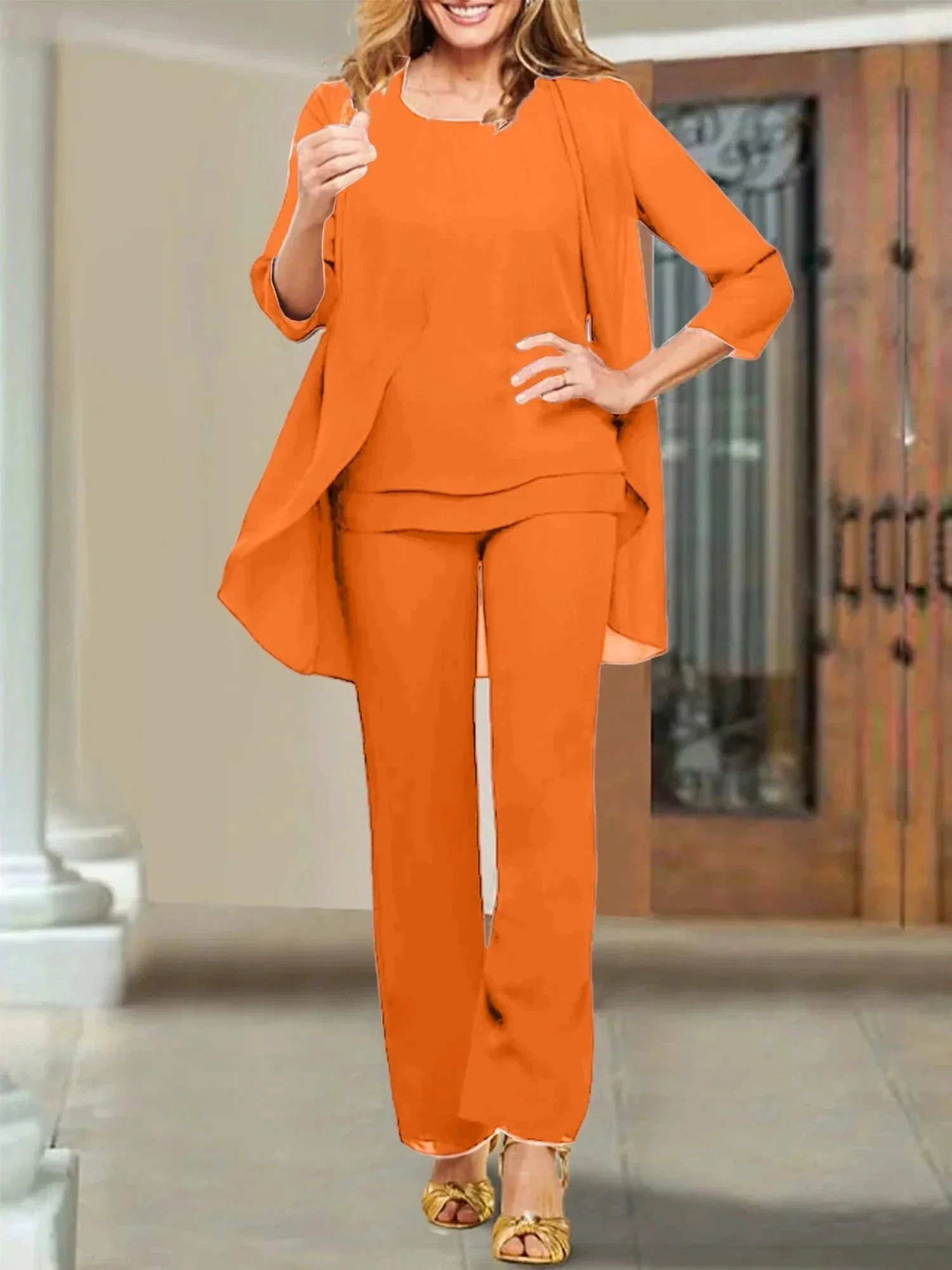 Chiffon Scoop Mother of the Bride Pantsuits - Image 46