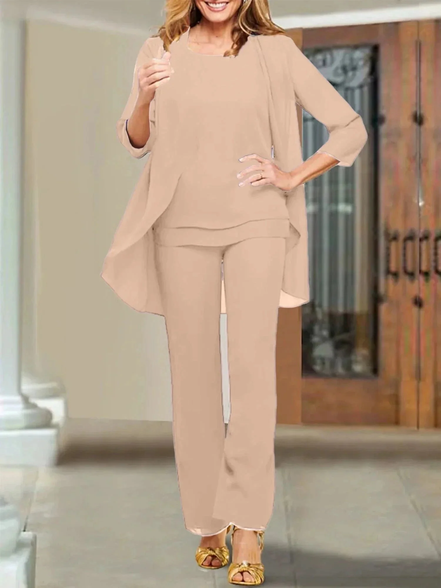 Chiffon Scoop Mother of the Bride Pantsuits - Image 48
