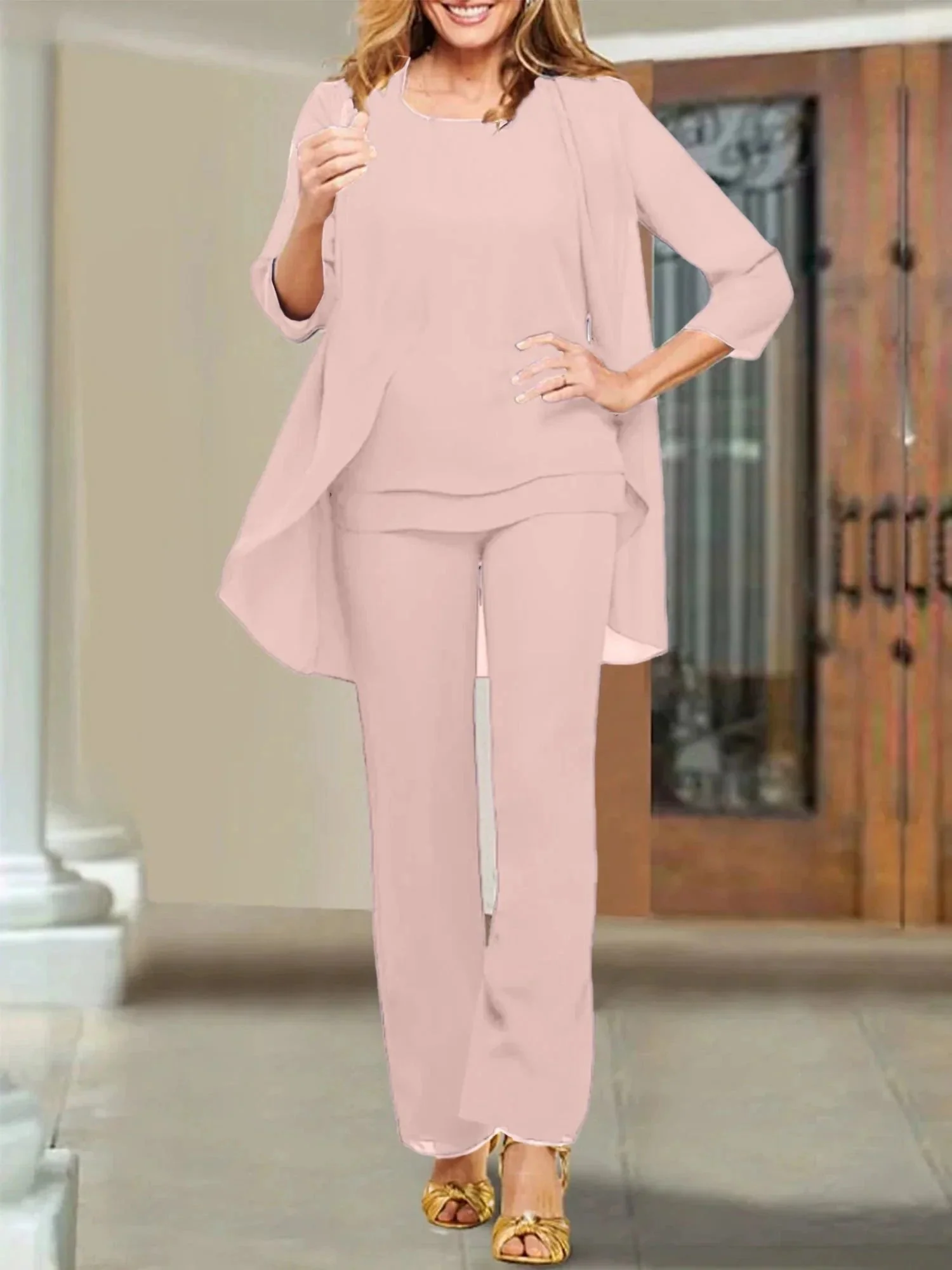 Chiffon Scoop Mother of the Bride Pantsuits - Image 50