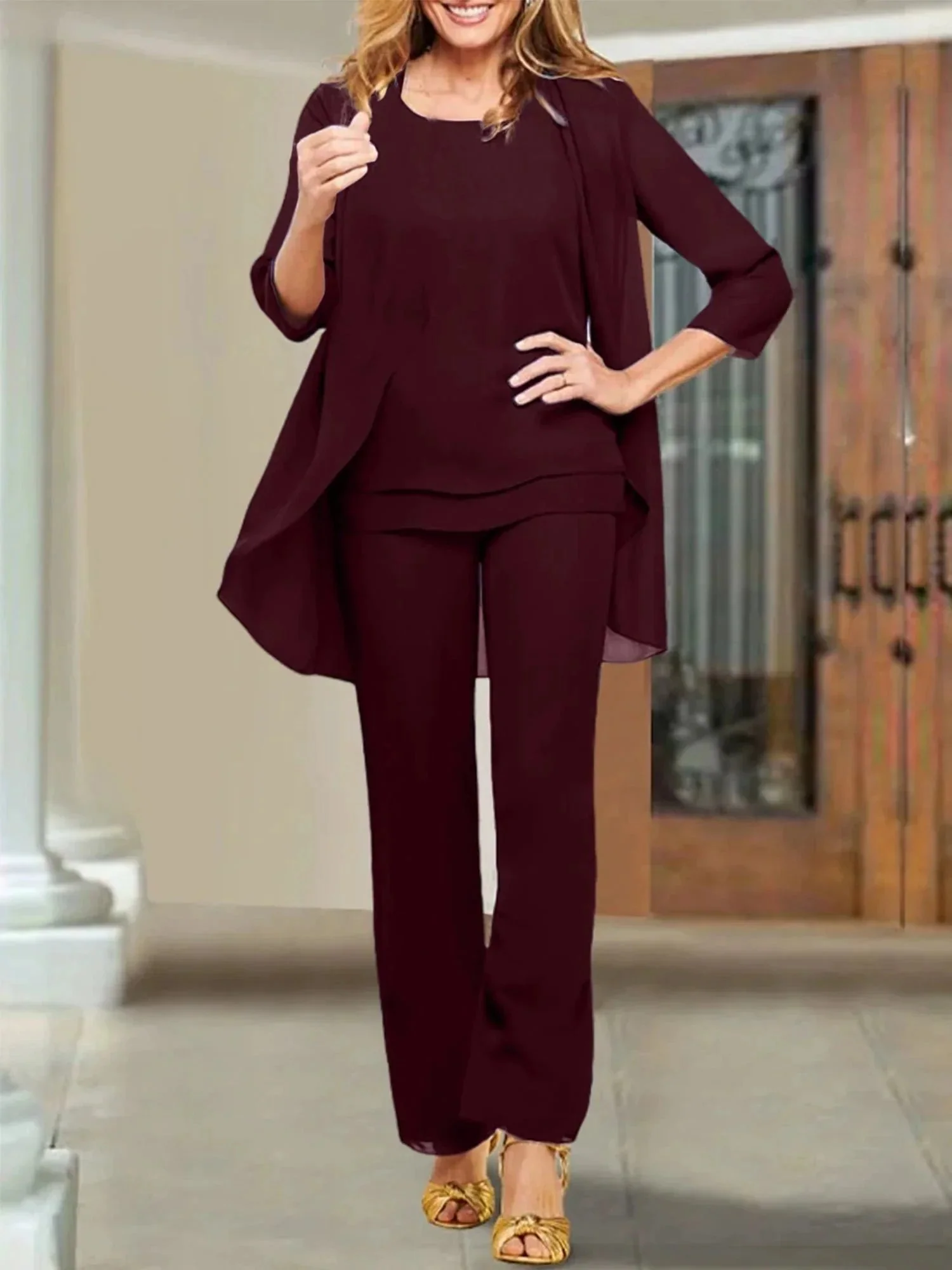 Chiffon Scoop Mother of the Bride Pantsuits - Image 6