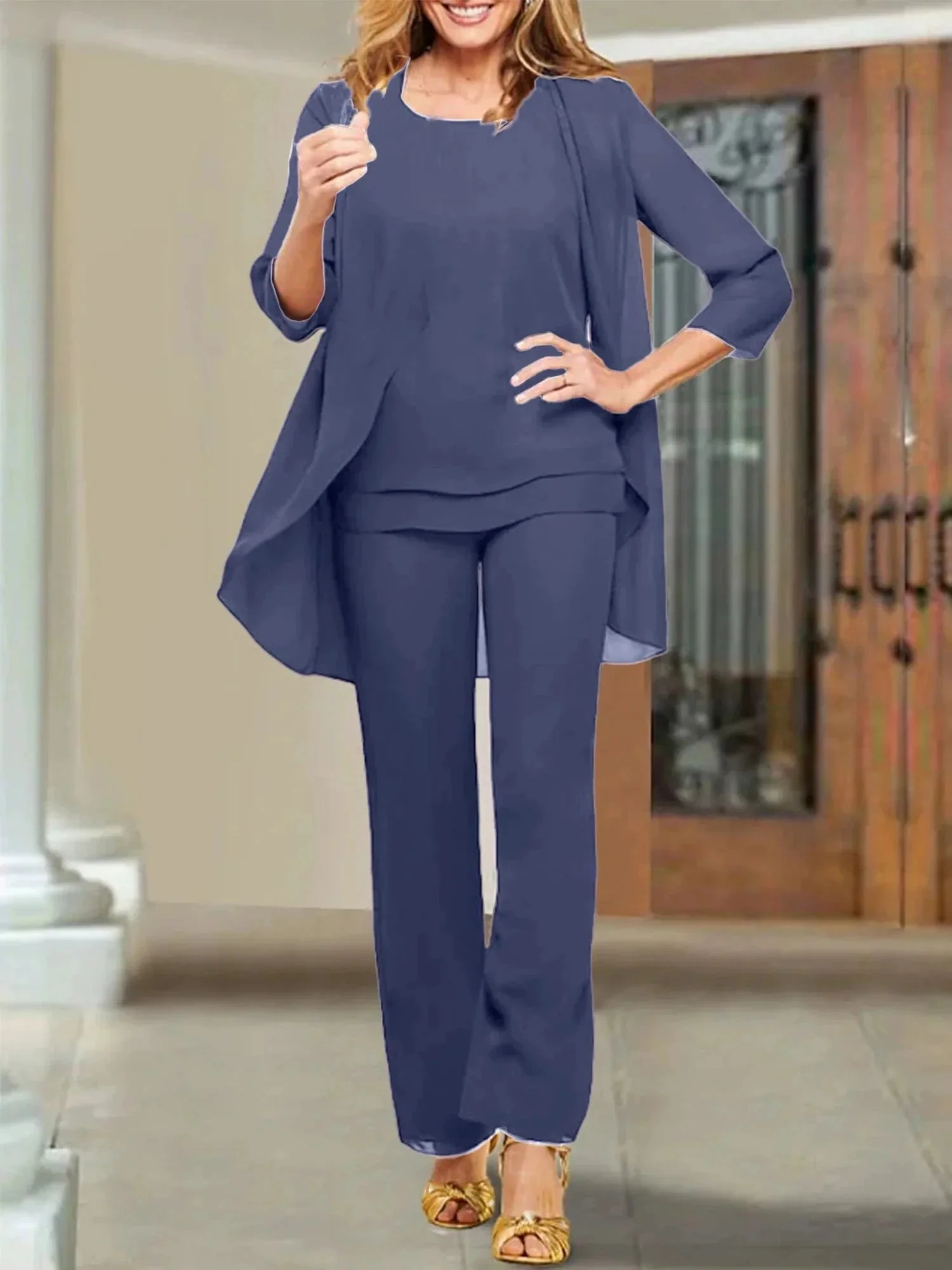 Chiffon Scoop Mother of the Bride Pantsuits - Image 64