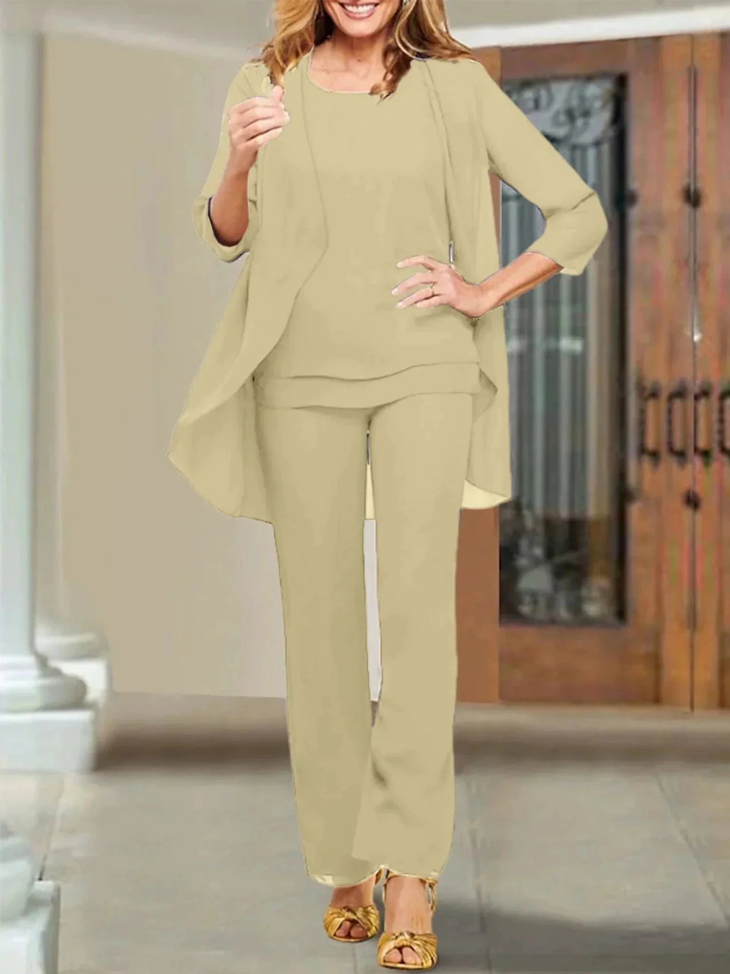 Chiffon Scoop Mother of the Bride Pantsuits - Image 9