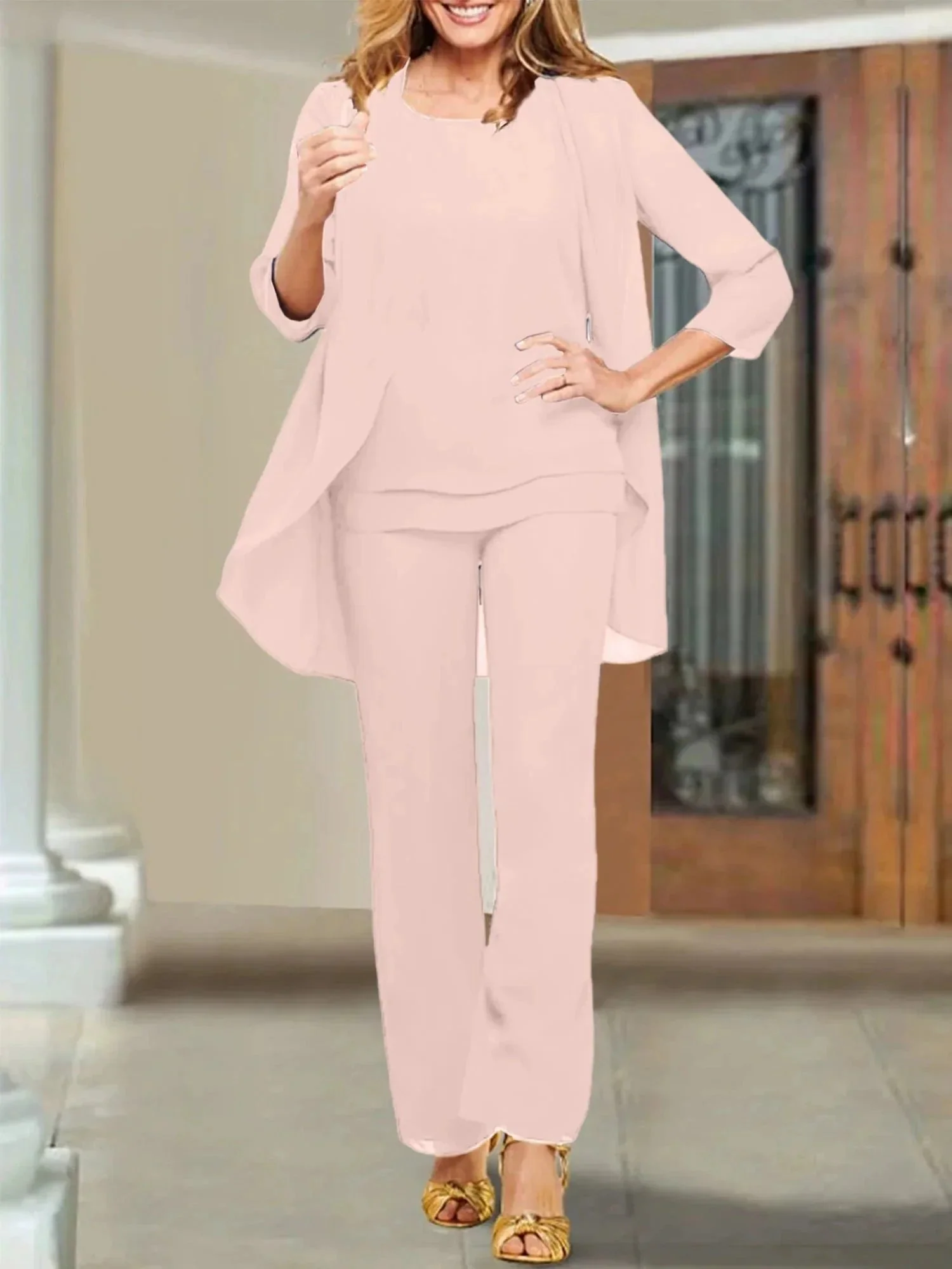 Chiffon Scoop Mother of the Bride Pantsuits - Image 90