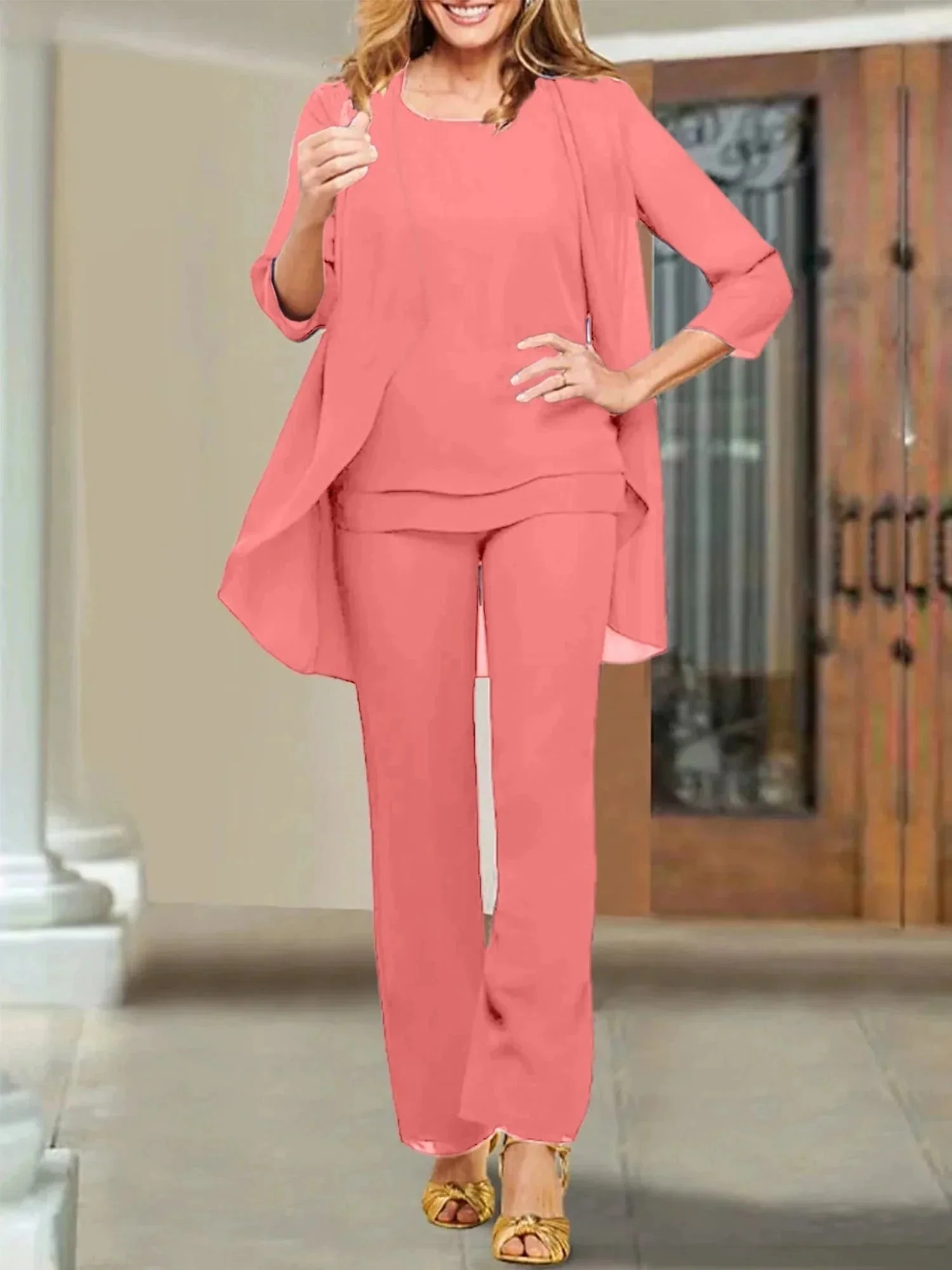 Chiffon Scoop Mother of the Bride Pantsuits - Image 95