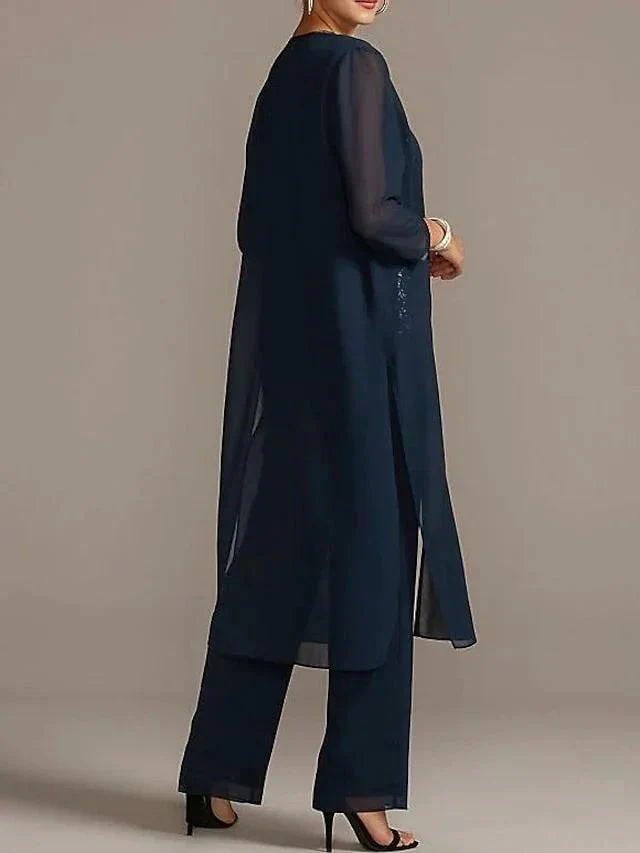 Chiffon Scoop Mother of the Bride Pantsuits - Image 2