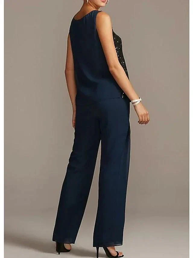 Chiffon Scoop Mother of the Bride Pantsuits - Image 4