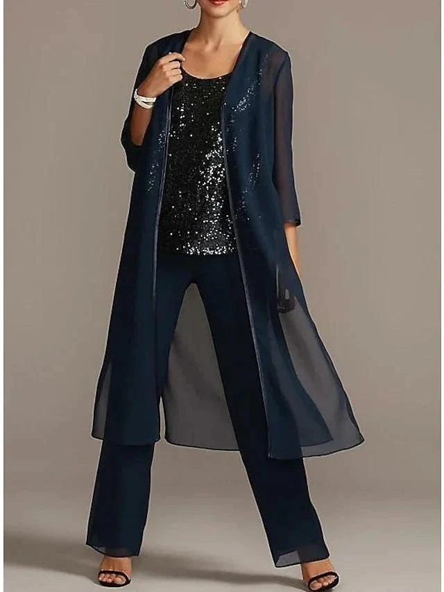 Chiffon Scoop Mother of the Bride Pantsuits - Image 5