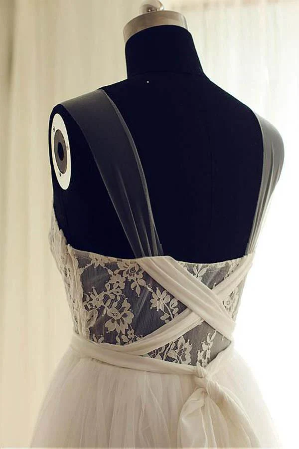 Tulle Scoop Neckline A-line Wedding Dresses With Lace Appliques WD251 - Image 3