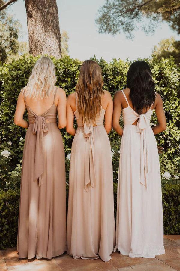 Chiffon Spaghetti Straps Neckline A-line Bridesmaid Dresses  BD093 - Image 2