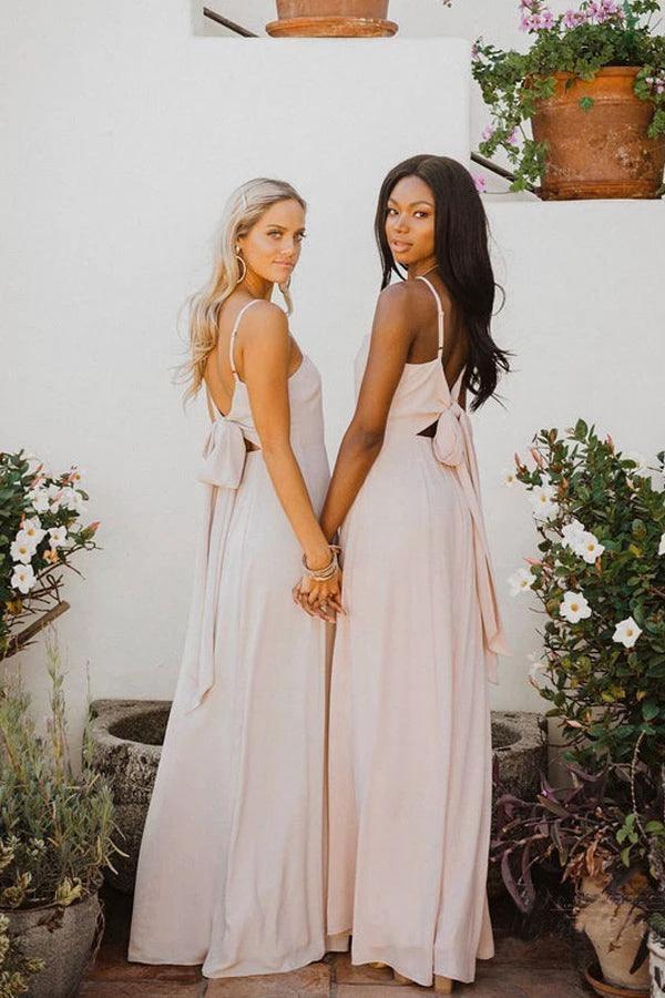 Chiffon Spaghetti Straps Neckline A-line Bridesmaid Dresses  BD093 - Image 3