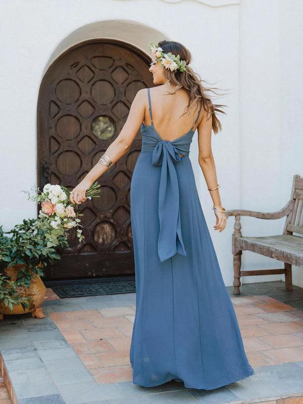 Chiffon Spaghetti Straps Neckline A-line Bridesmaid Dresses  BD093 - Image 5
