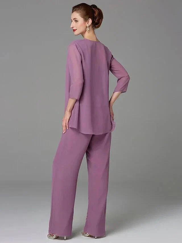 Chiffon Square Neck Mother of the Bride Pantsuits with Jacket - Image 2
