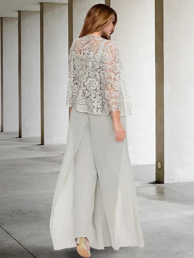 Chiffon Square Neck Mother of the Bride Pantsuits with Jacket - Image 2