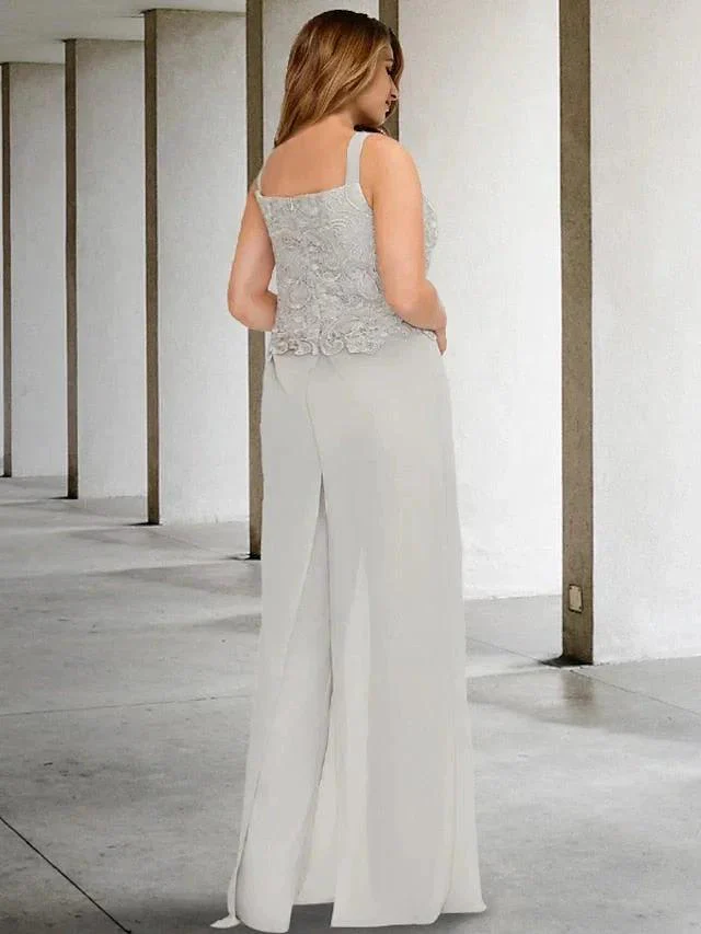 Chiffon Square Neck Mother of the Bride Pantsuits with Jacket - Image 3