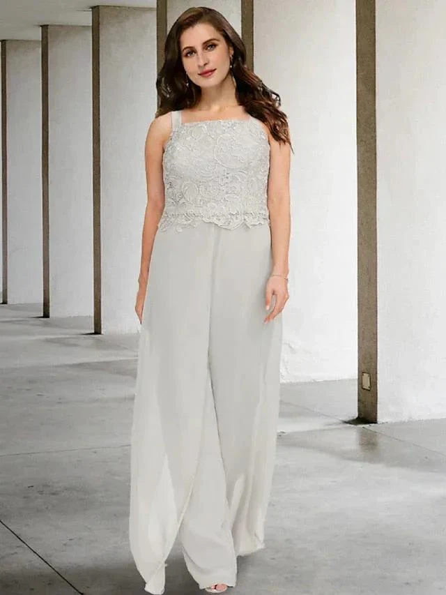 Chiffon Square Neck Mother of the Bride Pantsuits with Jacket - Image 4