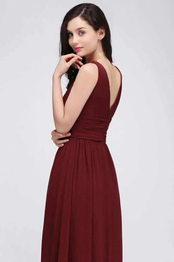 Chiffon V-Neck Floor-length A-line Evening Dresses - Image 10