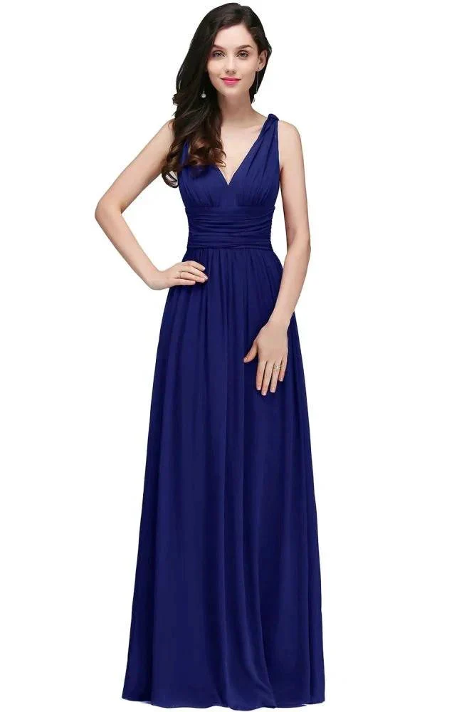 Chiffon V-Neck Floor-length A-line Evening Dresses - Image 4