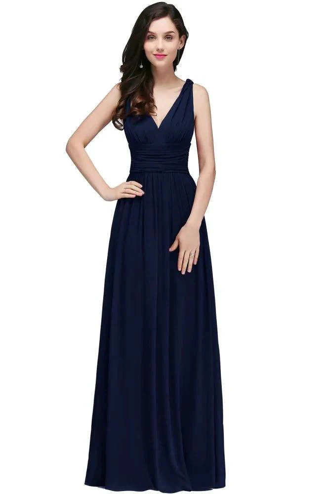 Chiffon V-Neck Floor-length A-line Evening Dresses - Image 5