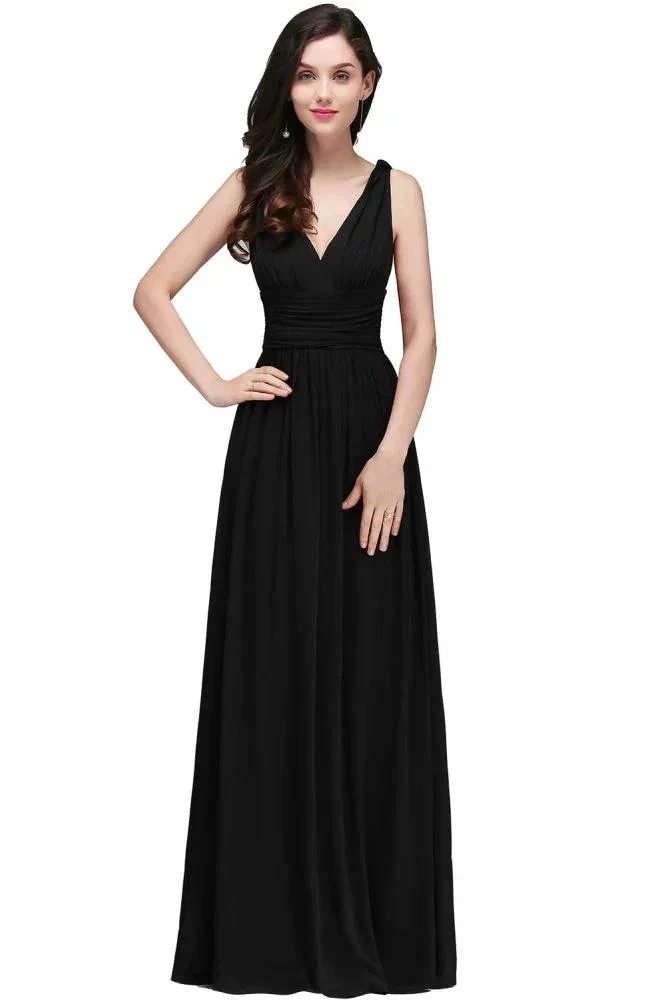 Chiffon V-Neck Floor-length A-line Evening Dresses - Image 6