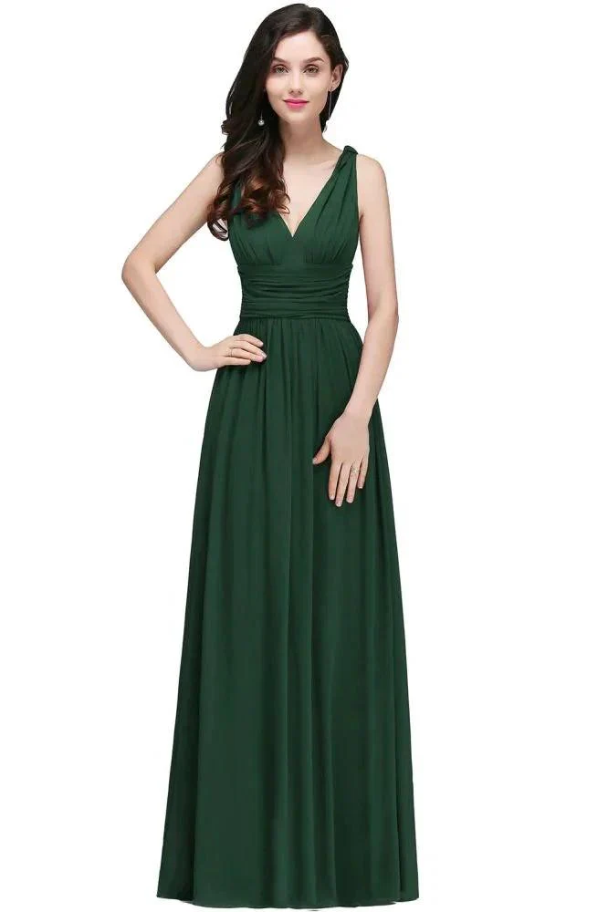 Chiffon V-Neck Floor-length A-line Evening Dresses - Image 7