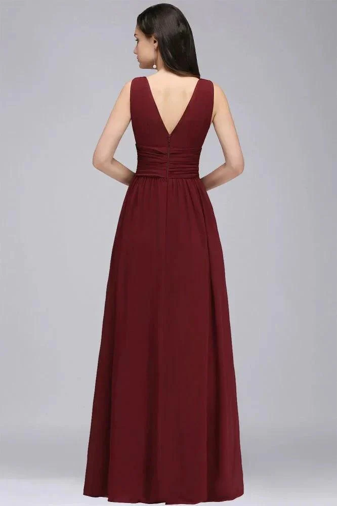 Chiffon V-Neck Floor-length A-line Evening Dresses - Image 8