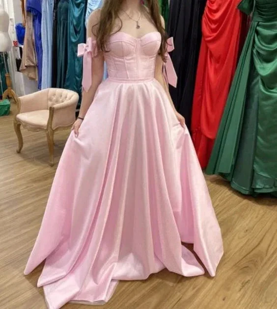 Classic Pink A-line Prom Dress Pink Evening Dress Y6763 - Image 2