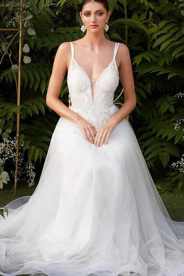 Amazing Wedding Dress Double V-Neck Tulle Designer Dress for Bride - Image 2