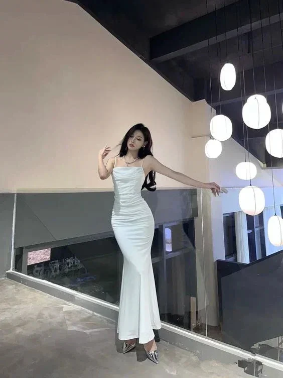 Classic White Mermaid Prom Dress White Evening Dress Y6872 - Image 2