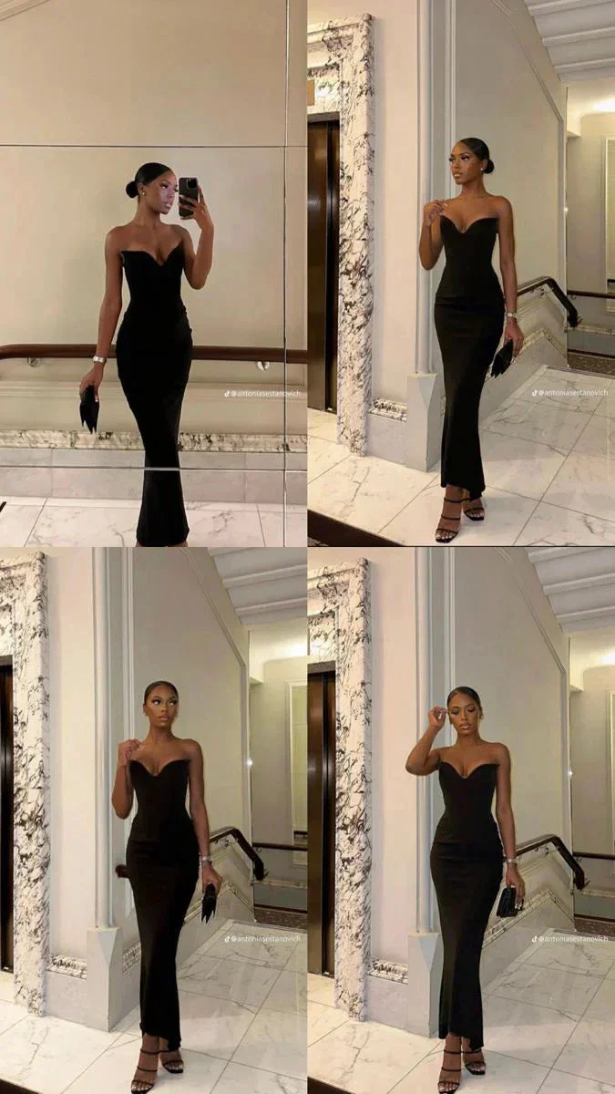 Classy Black Sheath Evening Dress,Slim Prom Gown Y4242 - Image 2