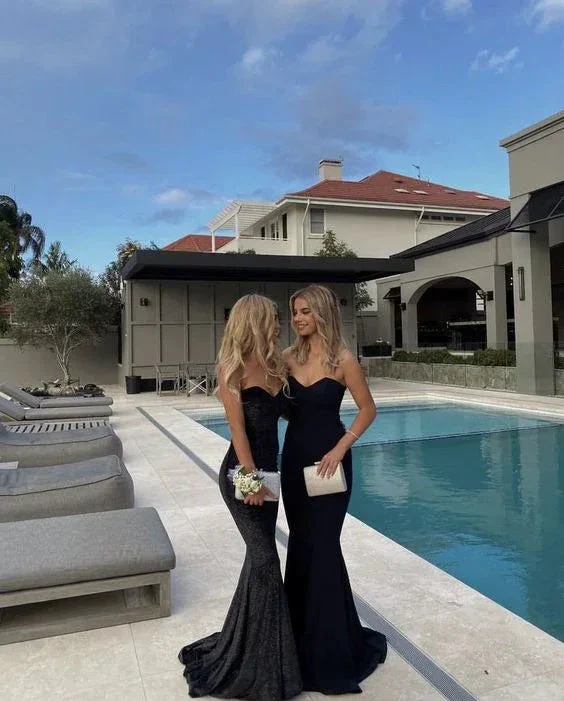Classy Black Sweetheart Neckline Prom Dress Black Mermaid Evening Dress Y7210 - Image 2
