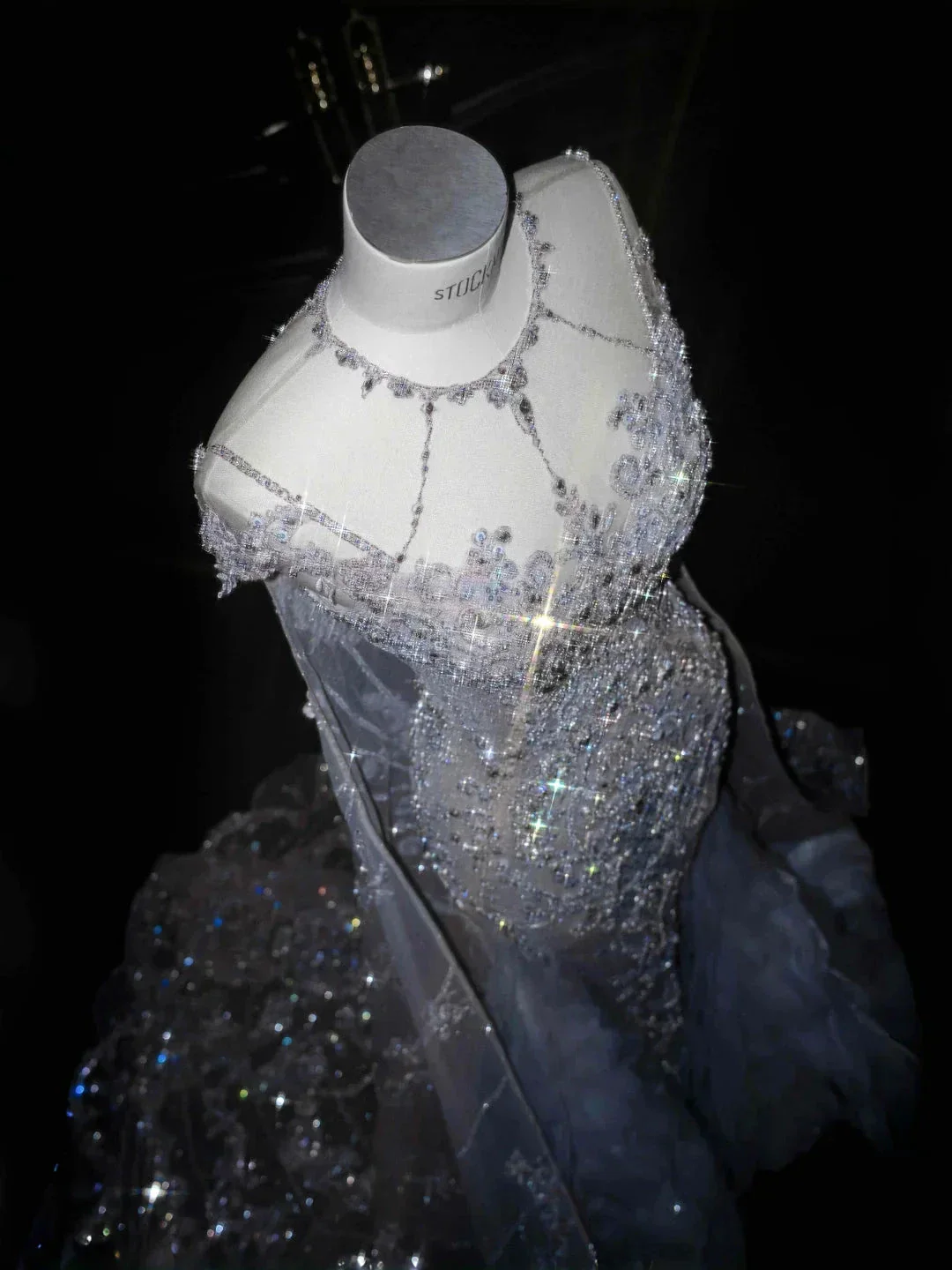 Classy Blue Tulle Beaded Mermaid Prom Dress,Formal Evening Dress Wedding Dress Y8655 - Image 2