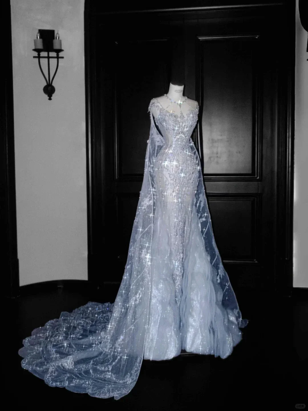 Classy Blue Tulle Beaded Mermaid Prom Dress,Formal Evening Dress Wedding Dress Y8655 - Image 3